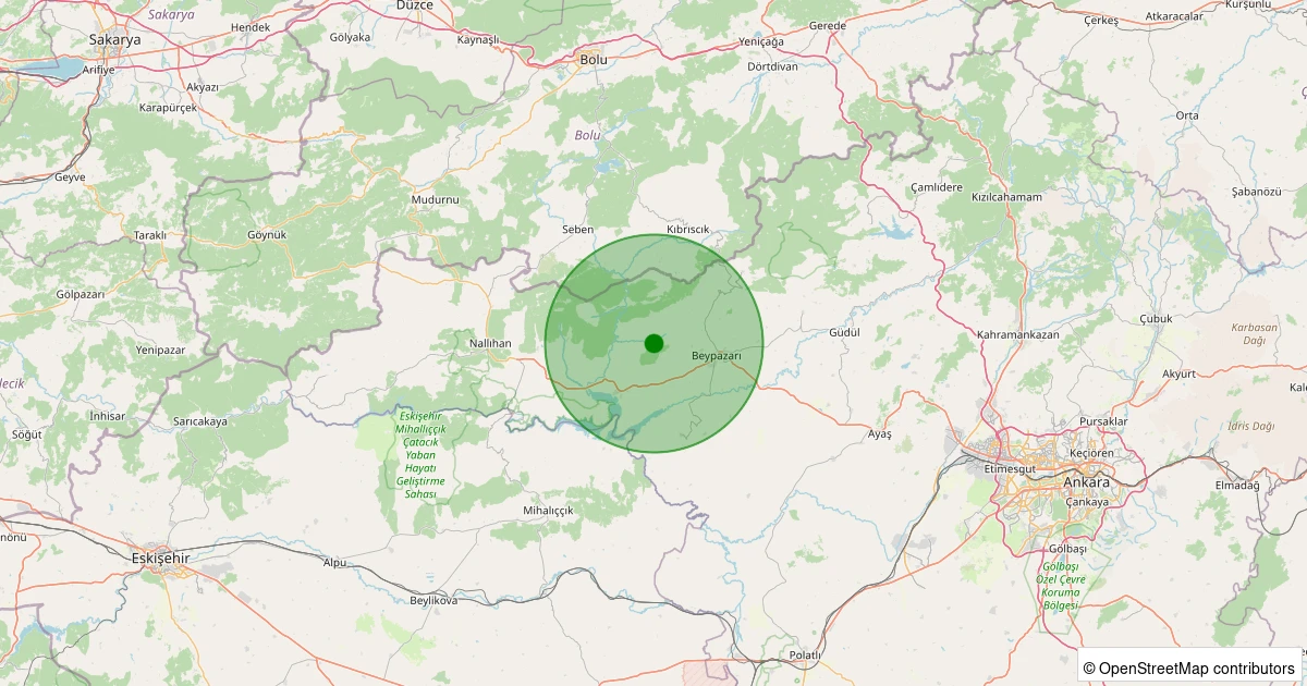 20 Kasım 2025 saat 22:54 - Beypazarı - Hırkatepe - 2.30ml depreminin harita gösterimi