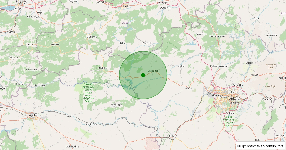 21 Kasım 2025 saat 06:27 - Beypazarı - Çantırlı - 1.40ml depreminin harita gösterimi