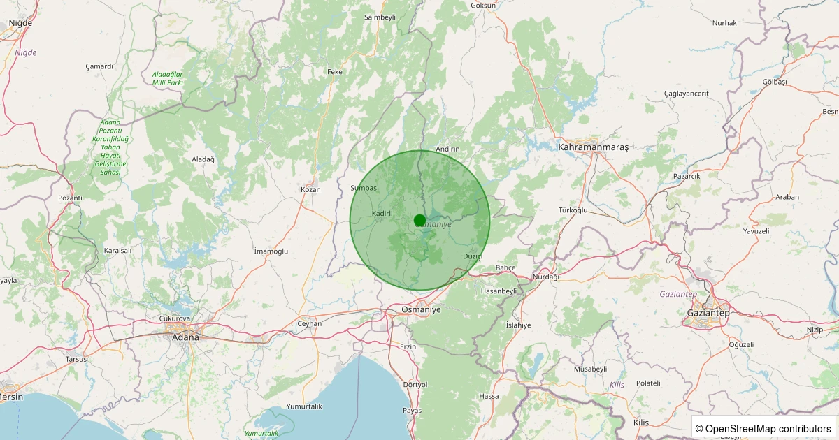 21 Kasım 2025 saat 06:46 - Kadirli - Bekereci Köyü - 1.20ml depreminin harita gösterimi