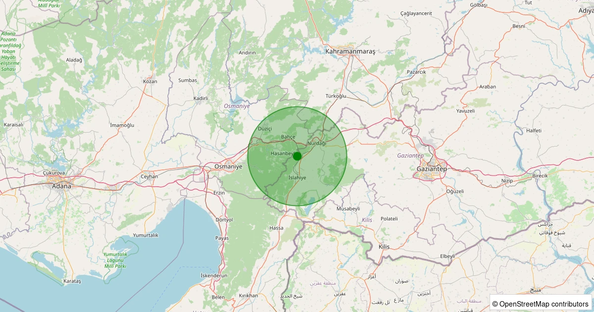 21 Kasım 2025 saat 08:07 - İslahiye - Fevzipaşa - 2.40ml depreminin harita gösterimi