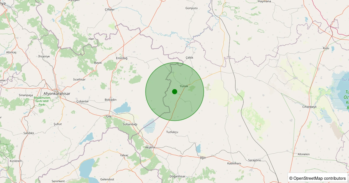 21 Kasım 2025 saat 08:39 - Yunak - Koçyazı/Yavuz - 0.90ML depreminin harita gösterimi