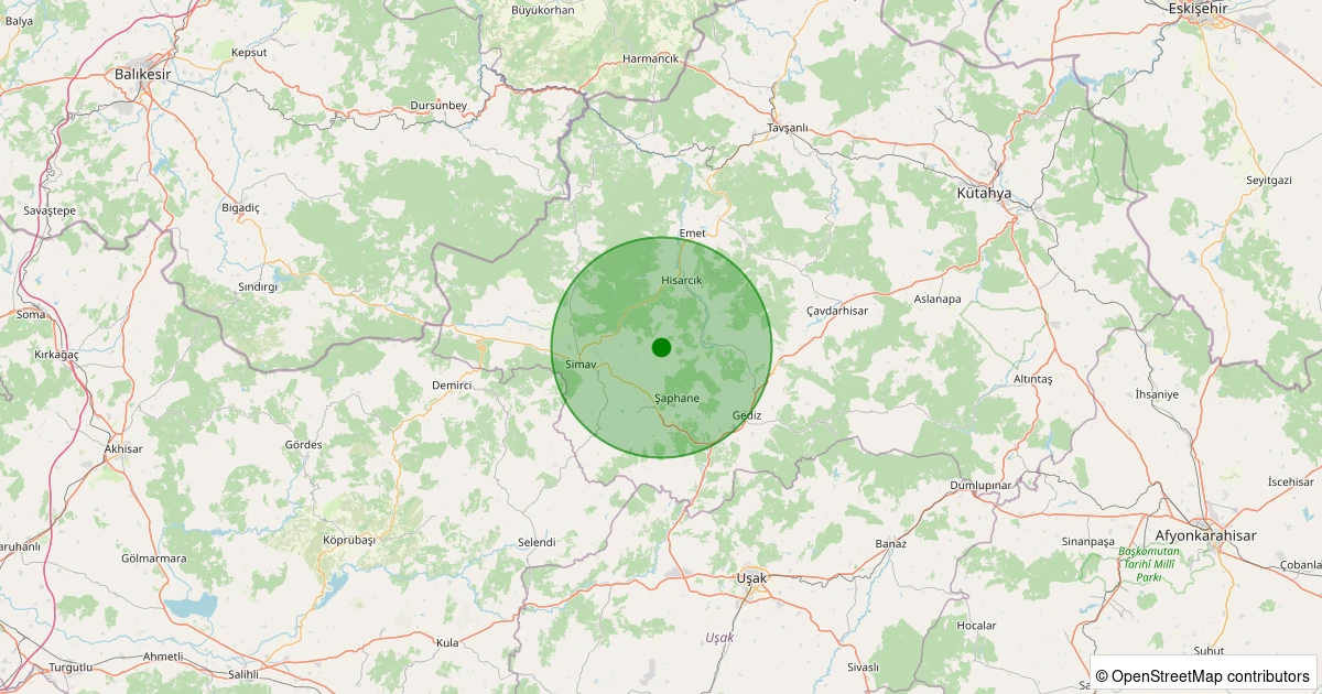 21 Kasım 2025 saat 11:35 - Simav - İnlice Köyü - 1.20ml depreminin harita gösterimi