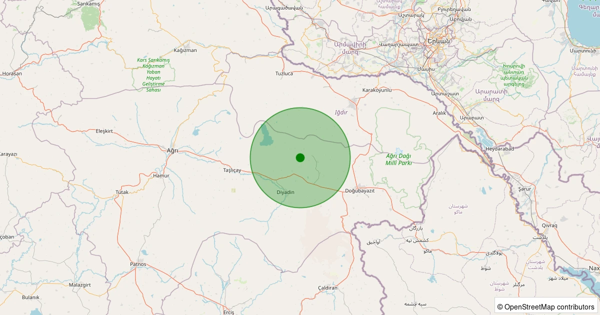 21 Kasım 2025 saat 12:37 - Doğubayazıt - Çalı Köyü - 1.50ml depreminin harita gösterimi