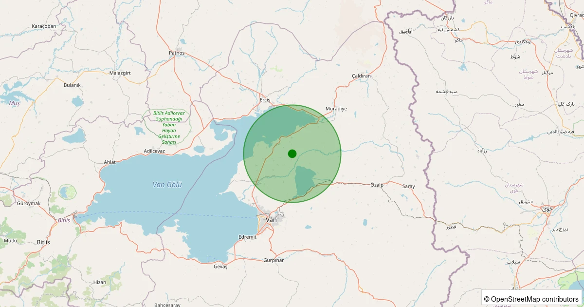 21 Kasım 2025 saat 15:53 - Tuşba - Derebey - 1.50ml depreminin harita gösterimi