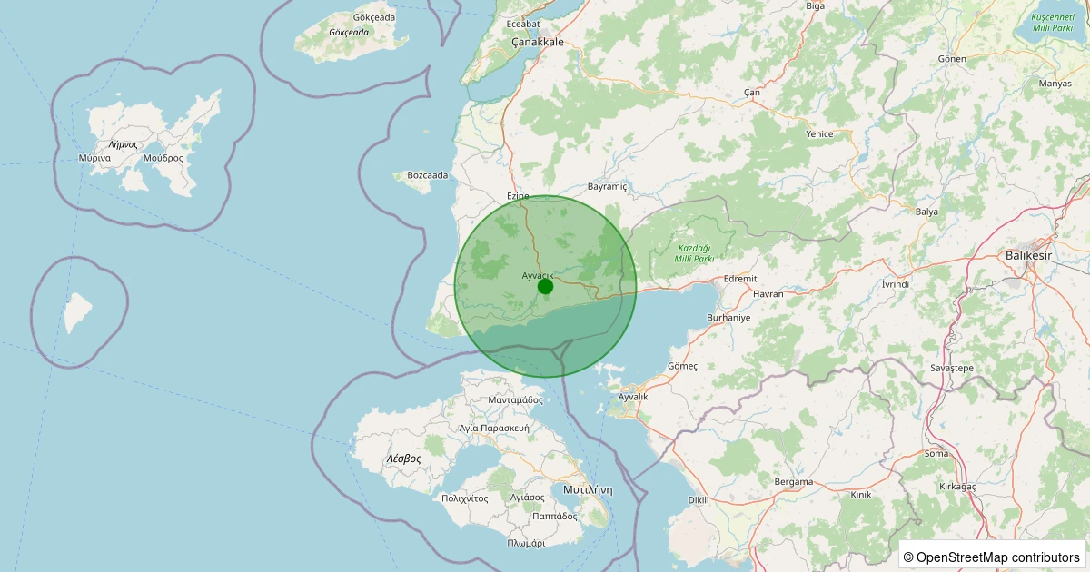 21 Kasım 2025 saat 17:44 - Ayvacık - Kayalar Köyü - 3.20ml depreminin harita gösterimi