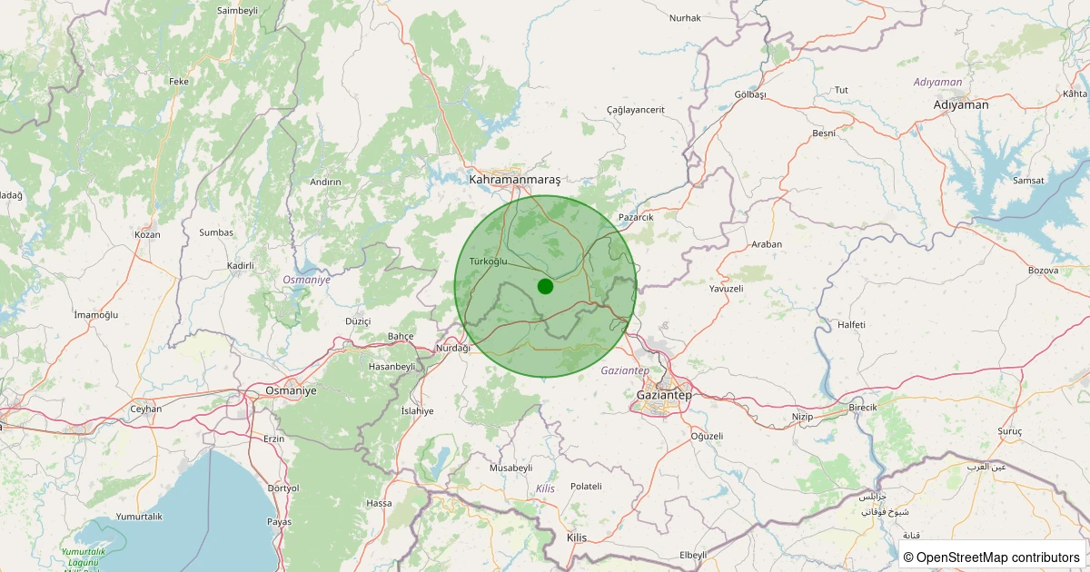 21 Kasım 2025 saat 18:35 - Kahramanmaraş - 0.80ML depreminin harita gösterimi
