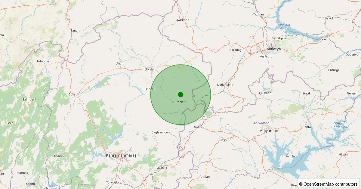 21 Kasım 2025 saat 20:38 - Nurhak - Karşıyaka - 1.80ml depreminin harita gösterimi