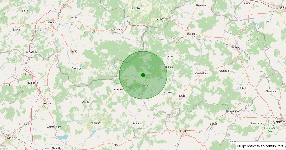 22 Kasım 2025 saat 01:02 - Simav - Naşa/Cumhuriyet - 1.40ML depreminin harita gösterimi
