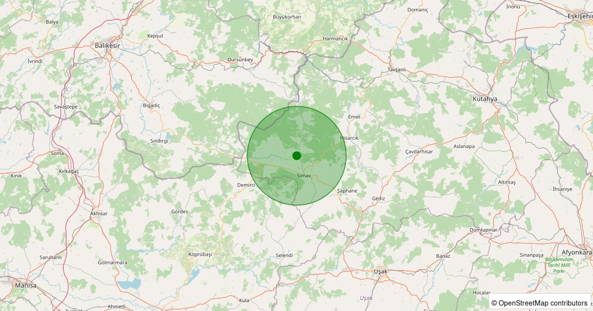 22 Kasım 2025 saat 02:52 - Simav - Güney/Fatih - 1.00ml depreminin harita gösterimi
