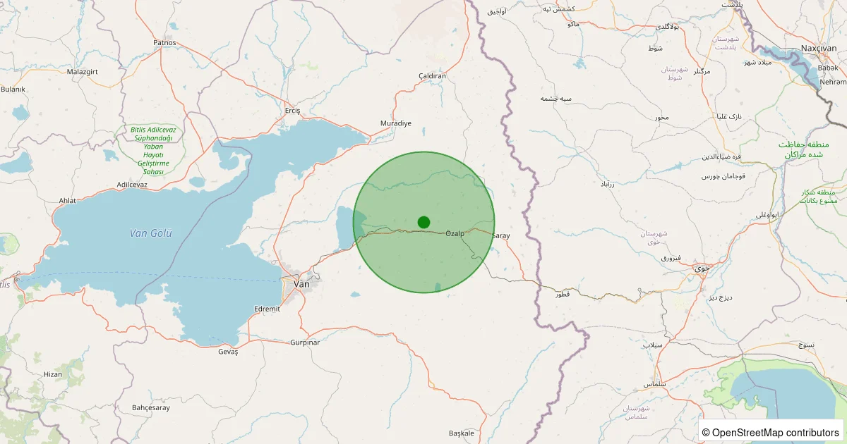 11 Ekim 2025 saat 09:15 - Özalp - Sugeçer - 2.50ml depreminin harita gösterimi