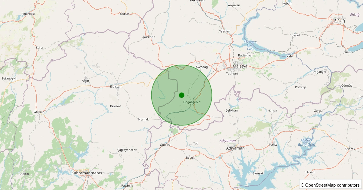 22 Kasım 2025 saat 05:20 - Doğanşehir - Çavuşlu - 0.90ML depreminin harita gösterimi