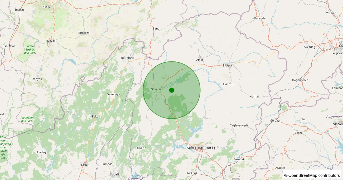 22 Kasım 2025 saat 09:30 - Onikişubat - Kurucaova - 2.00ml depreminin harita gösterimi