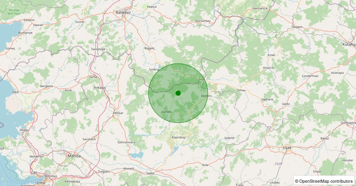 22 Kasım 2025 saat 10:41 - Gördes - Kobaklar - 1.00ml depreminin harita gösterimi
