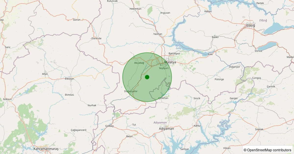 22 Kasım 2025 saat 12:17 - Yeşilyurt - 1.40ml depreminin harita gösterimi