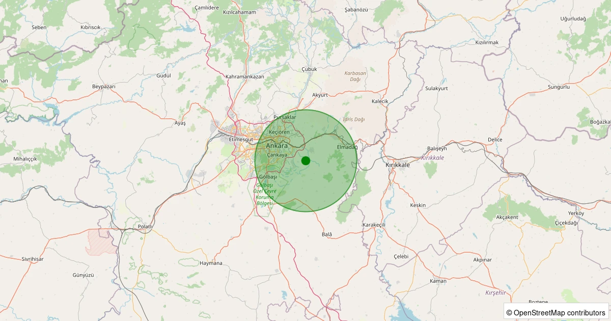 22 Kasım 2025 saat 17:35 - Mamak - Kıbrıs - 1.00ml depreminin harita gösterimi