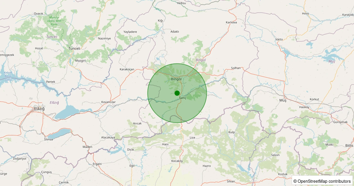 22 Kasım 2025 saat 18:35 - Palu - Bölükelma Köyü - 2.00ml depreminin harita gösterimi