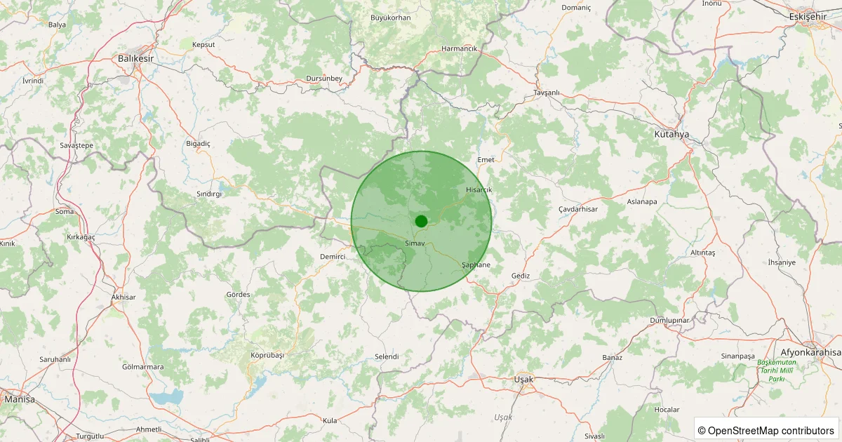 11 Ekim 2025 saat 11:56 - Simav - Naşa/Fatih - 1.00ml depreminin harita gösterimi