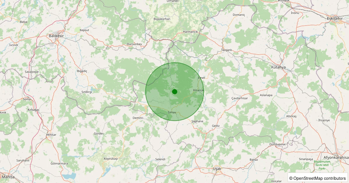 11 Ekim 2025 saat 11:37 - Simav - Maden Köyü - 1.00ml depreminin harita gösterimi