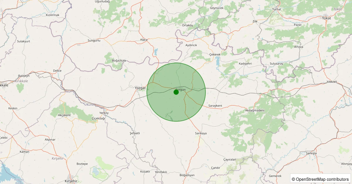 11 Ekim 2025 saat 12:13 - Sorgun - Küçükköhne Köyü - 0.90ML depreminin harita gösterimi