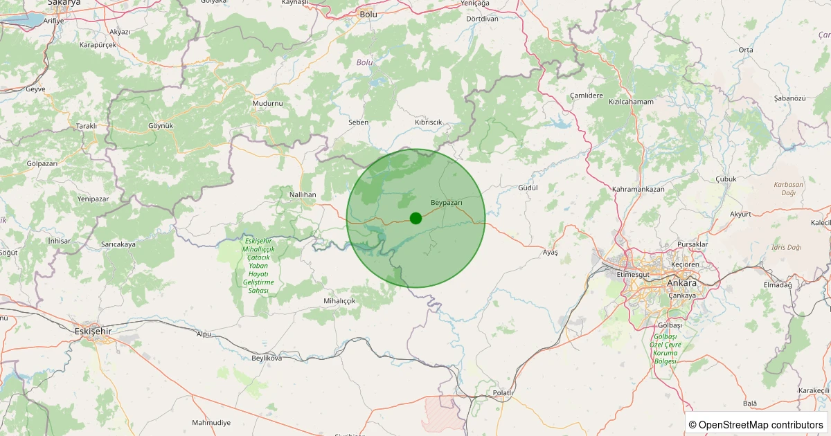 23 Kasım 2025 saat 01:47 - Beypazarı - Çantırlı - 1.00ml depreminin harita gösterimi