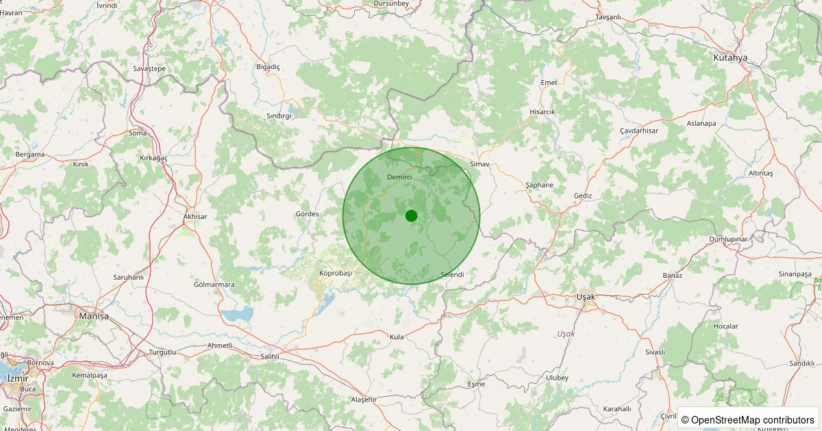 23 Kasım 2025 saat 02:26 - Demirci - İsmailler - 1.10ml depreminin harita gösterimi