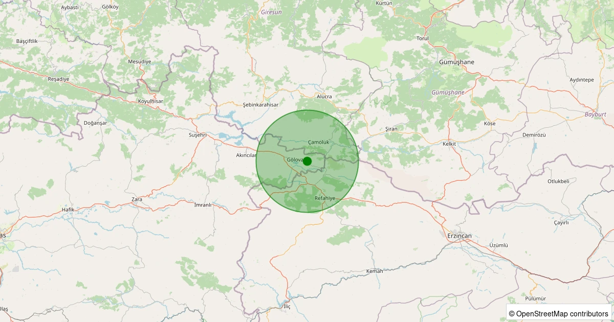 23 Kasım 2025 saat 02:40 - Gölova - Akçataş Köyü - 1.30ml depreminin harita gösterimi