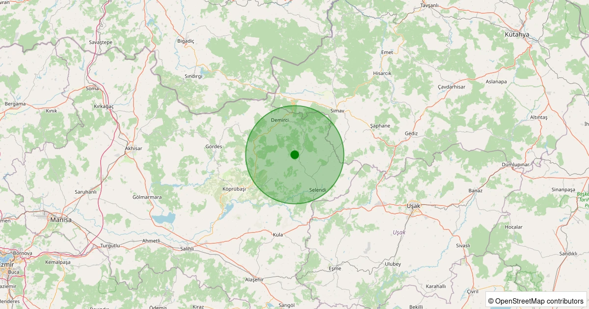 23 Kasım 2025 saat 02:34 - Demirci - Marmaracık - 1.50ML depreminin harita gösterimi