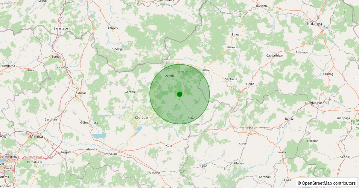 23 Kasım 2025 saat 03:44 - Demirci - Marmaracık - 1.70ml depreminin harita gösterimi