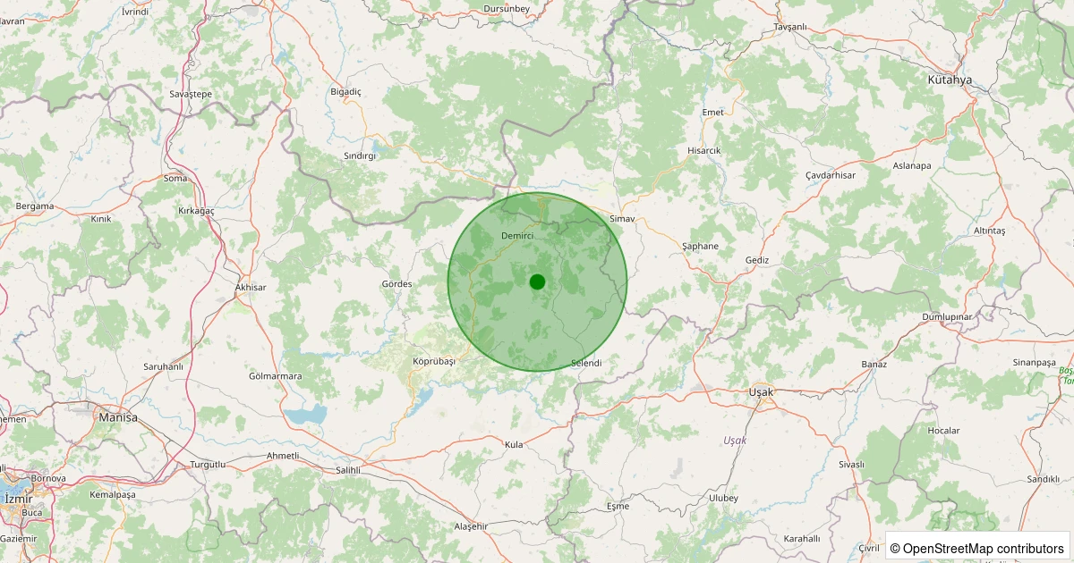 23 Kasım 2025 saat 07:29 - Demirci - Marmaracık - 1.60ml depreminin harita gösterimi