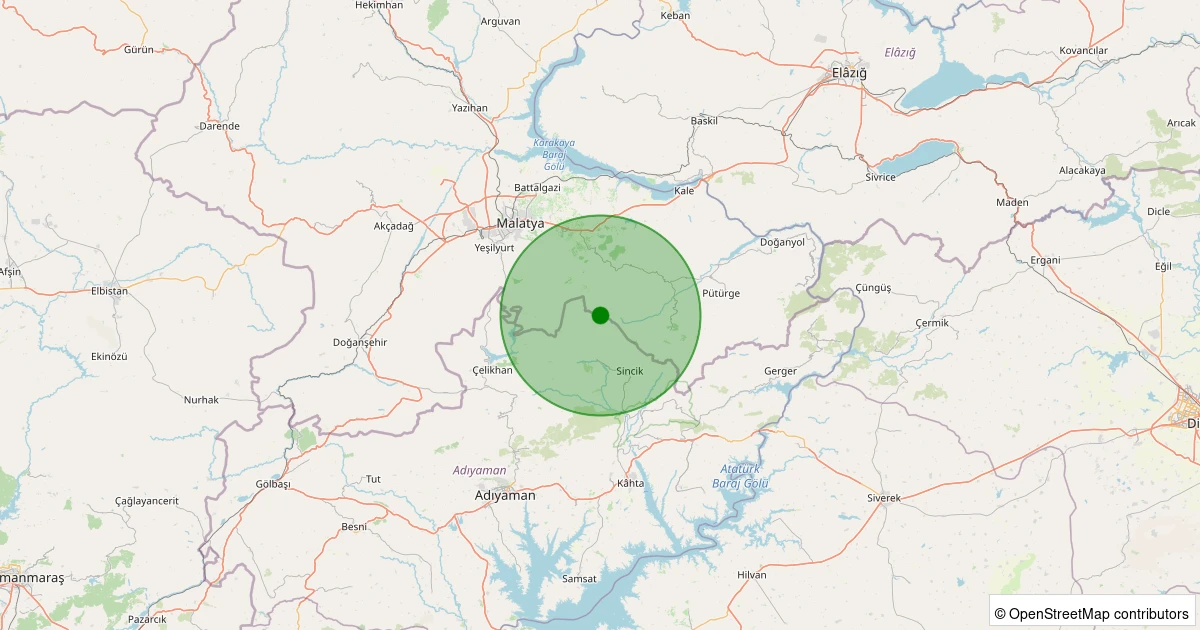23 Kasım 2025 saat 10:19 - Sincik - Aksu Köyü - 3.10ml depreminin harita gösterimi