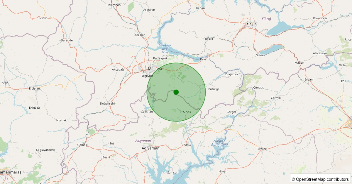 23 Kasım 2025 saat 10:21 - Battalgazi - Gülümuşağı Köyü - 2.20ml depreminin harita gösterimi