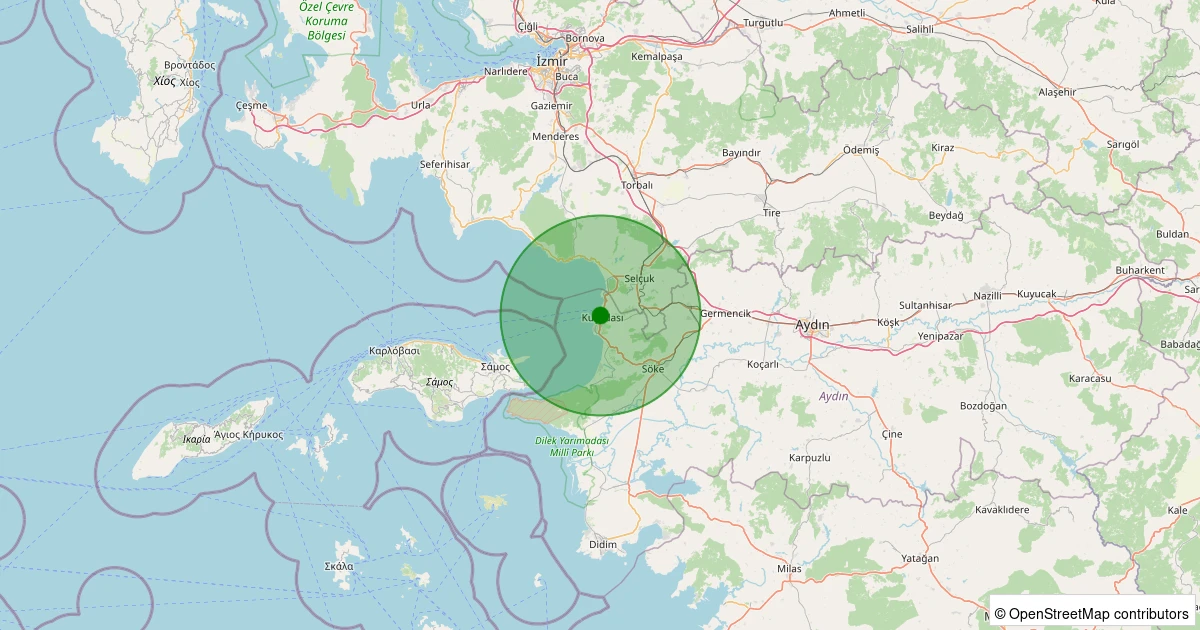23 Kasım 2025 saat 10:51 - KUSADASI - 1.40ml depreminin harita gösterimi