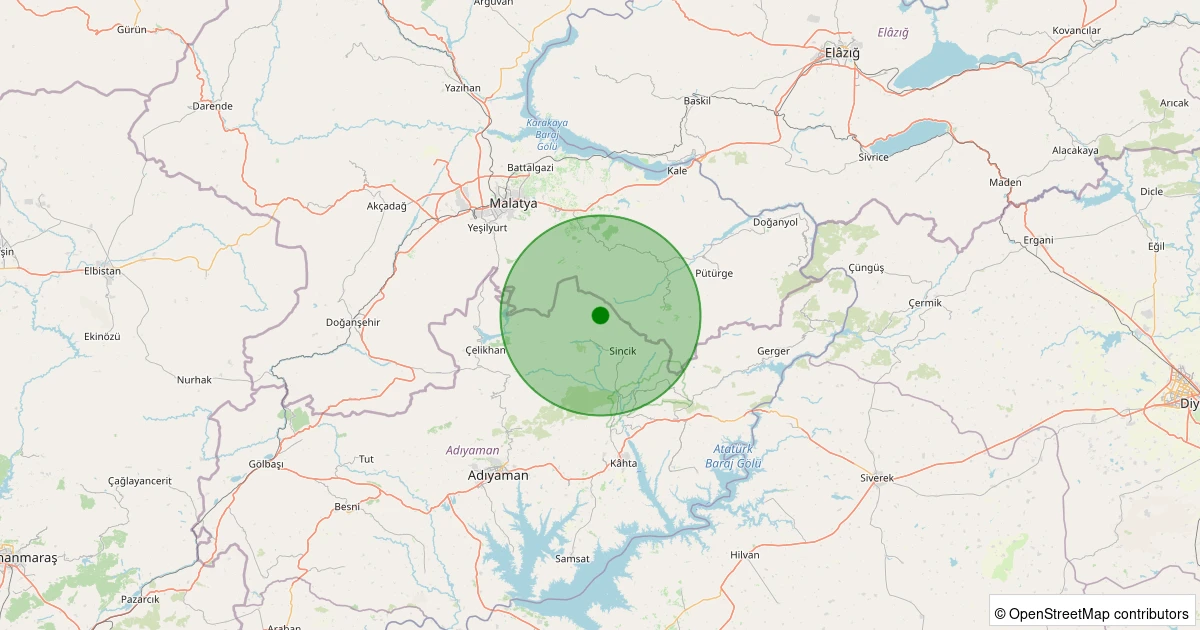 23 Kasım 2025 saat 11:16 - Sincik - Arıkonak Köyü - 1.10ml depreminin harita gösterimi