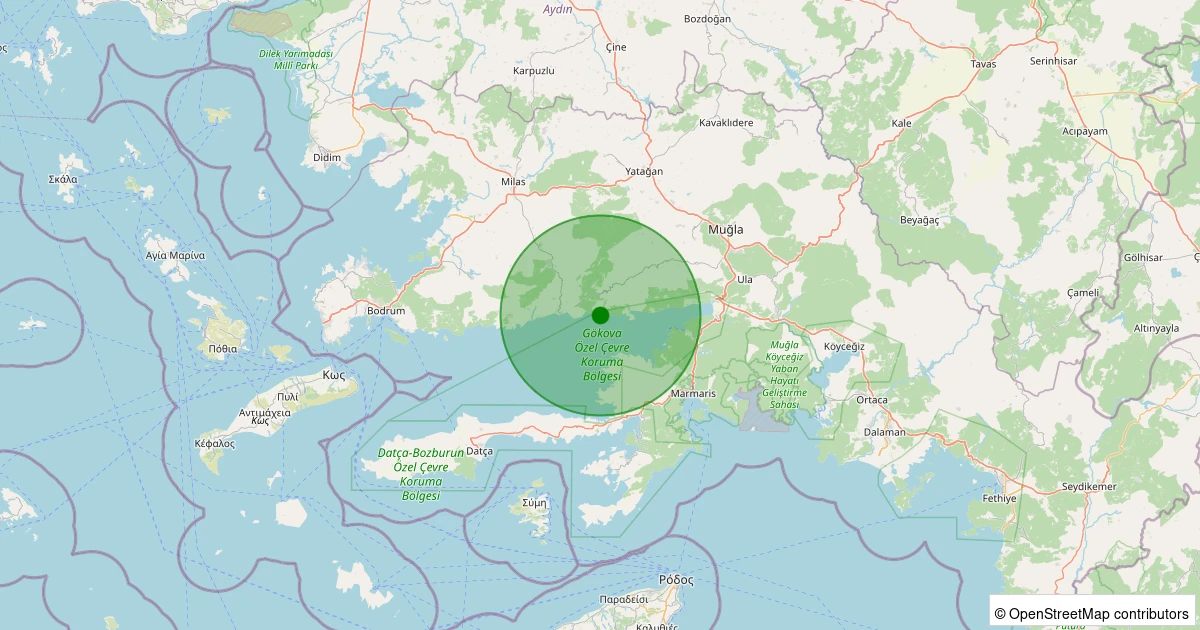 23 Kasım 2025 saat 13:23 - Milas - Alatepe - 2.10ml depreminin harita gösterimi