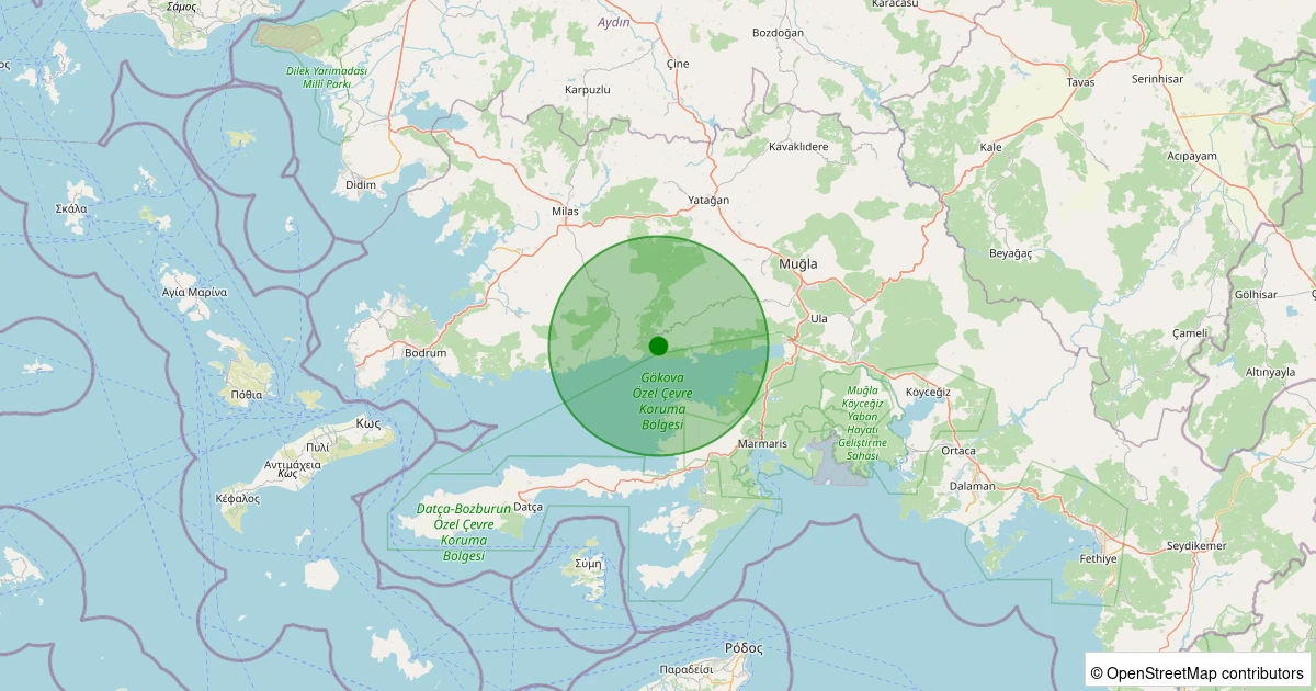 23 Kasım 2025 saat 13:23 - Milas - Alatepe - 1.90ML depreminin harita gösterimi