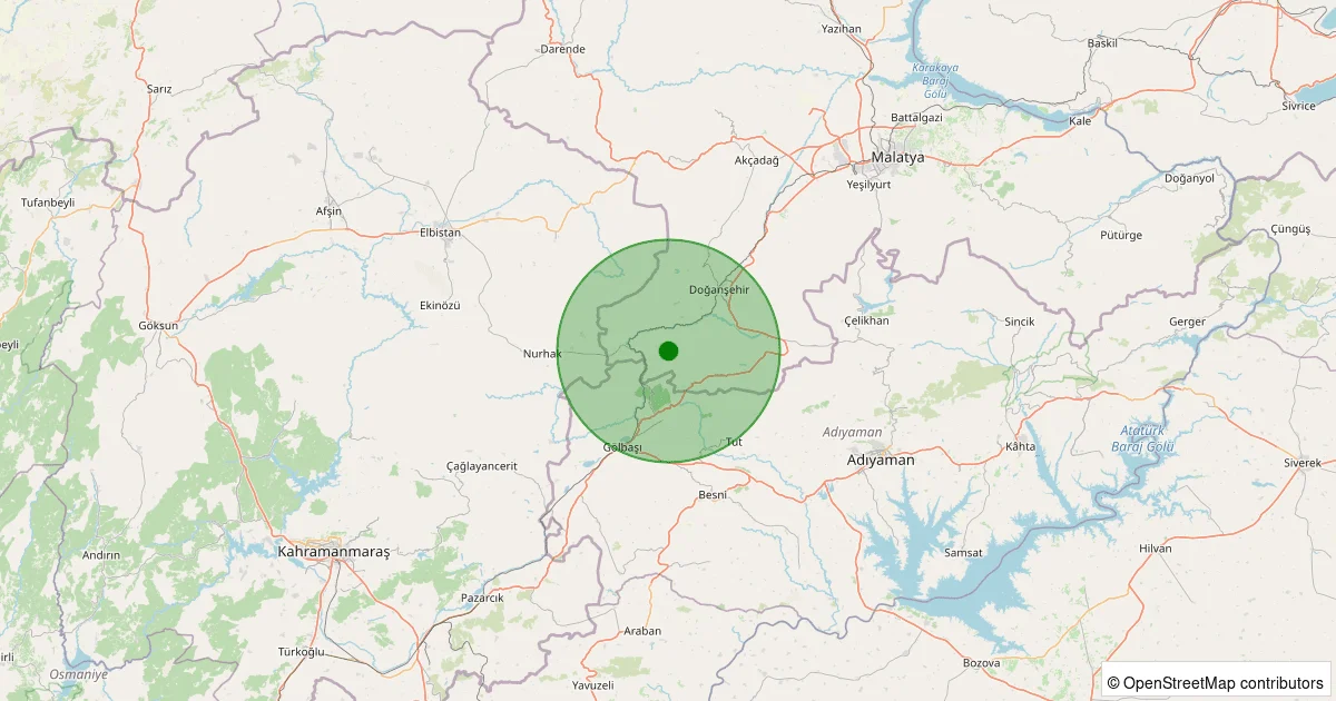 11 Ekim 2025 saat 21:31 - Doğanşehir - Örencik - 1.30ML depreminin harita gösterimi