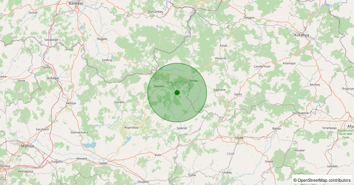 23 Kasım 2025 saat 19:48 - Demirci - Kayaköy - 1.60ml depreminin harita gösterimi