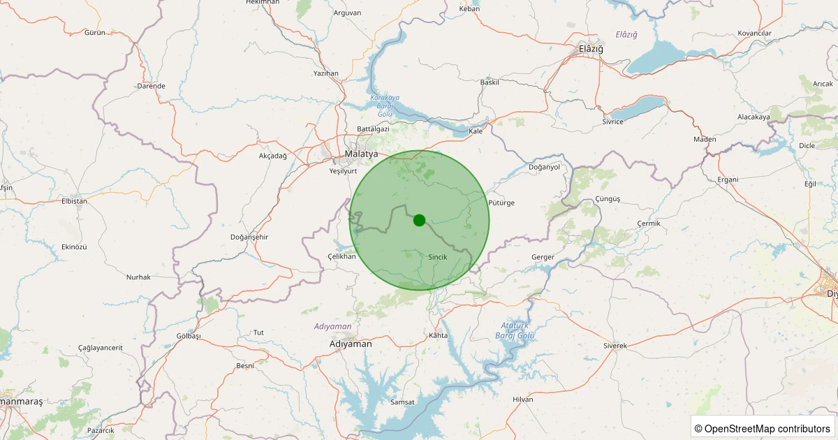 23 Kasım 2025 saat 20:11 - Sincik - Aksu Köyü - 1.70ml depreminin harita gösterimi