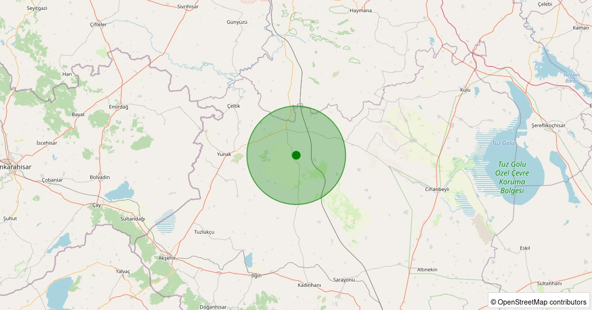 23 Kasım 2025 saat 20:02 - Kadınhanı - Sarıkaya - 1.20ml depreminin harita gösterimi