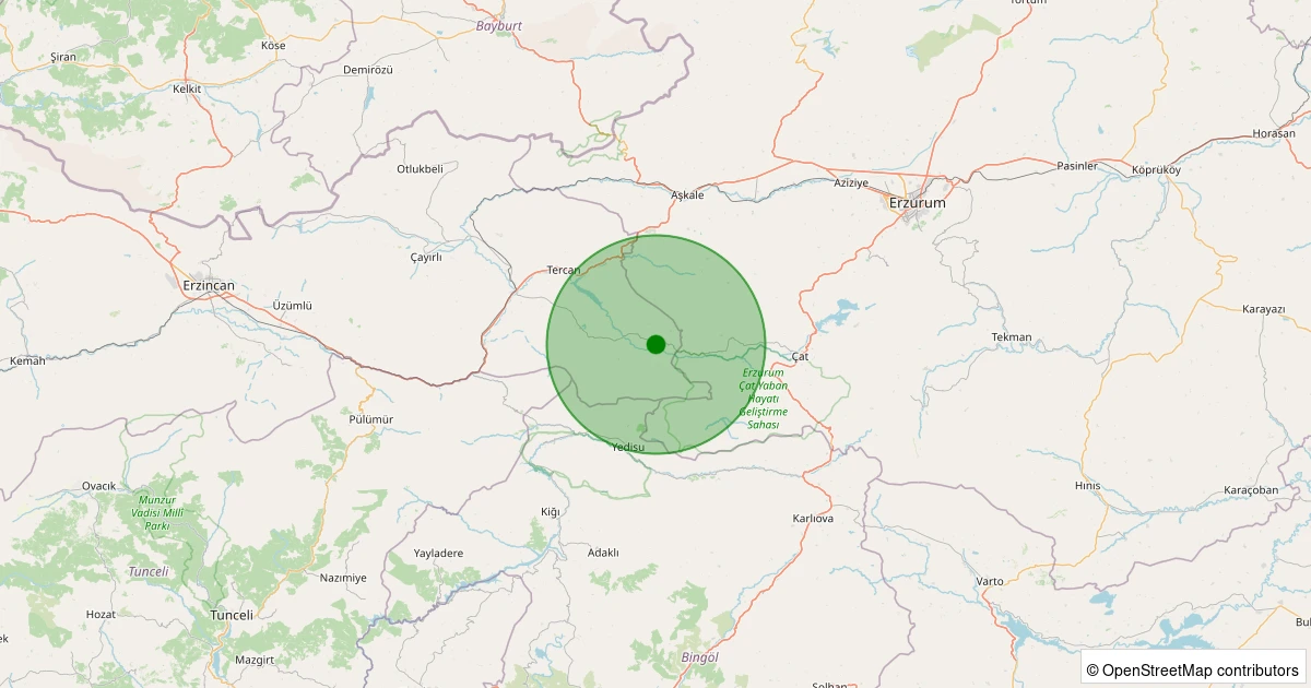 24 Kasım 2025 saat 00:17 - Tercan - Oğulveren Köyü - 1.70ml depreminin harita gösterimi
