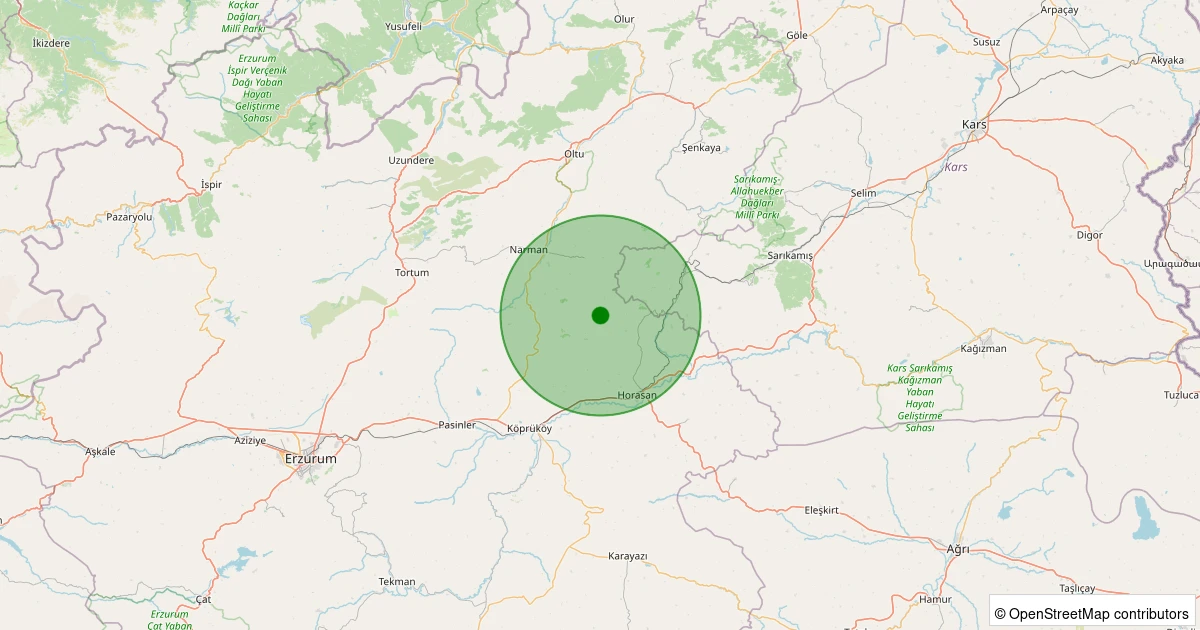 24 Kasım 2025 saat 03:14 - Horasan - Gerek - 1.80ml depreminin harita gösterimi