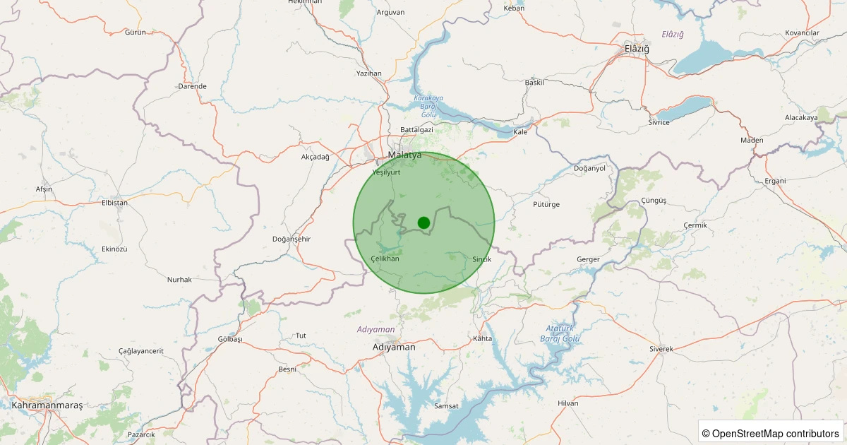24 Kasım 2025 saat 03:39 - Yeşilyurt - Salkonak - 0.90ML depreminin harita gösterimi