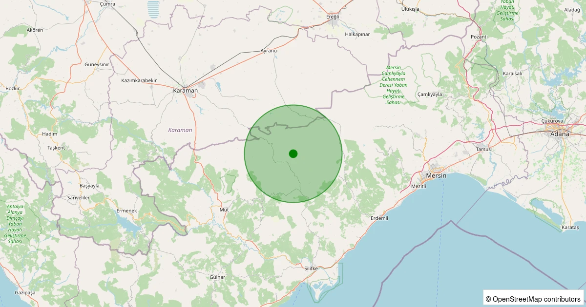 24 Kasım 2025 saat 05:39 - Silifke - 1.50ml depreminin harita gösterimi