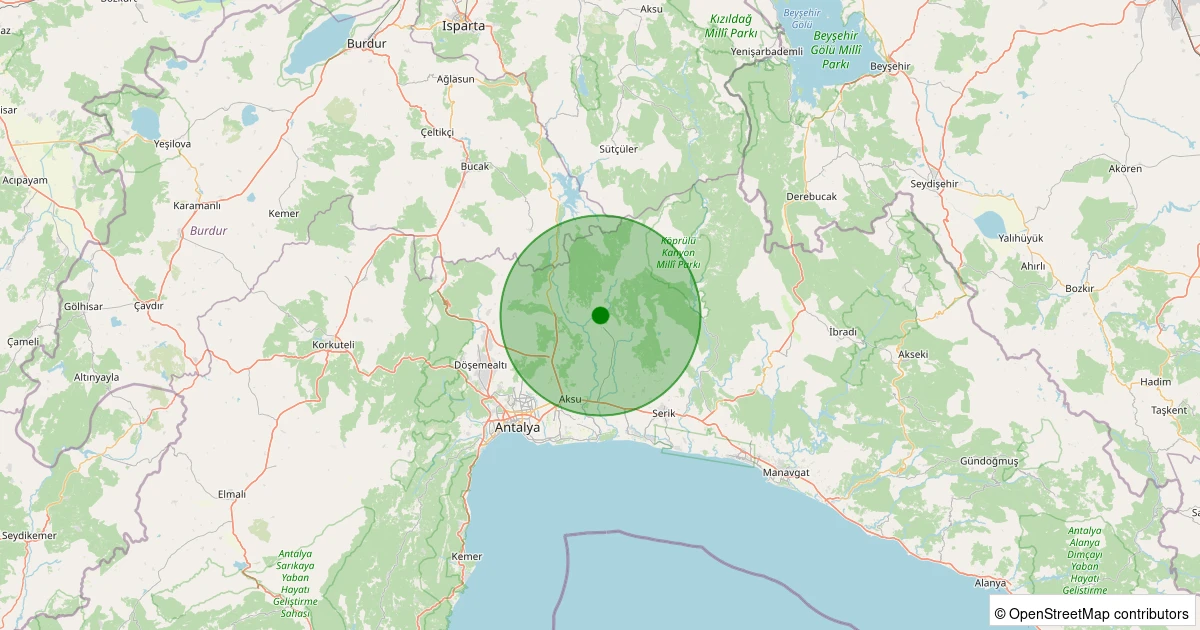 24 Kasım 2025 saat 06:31 - Serik - Kozan - 2.60ml depreminin harita gösterimi