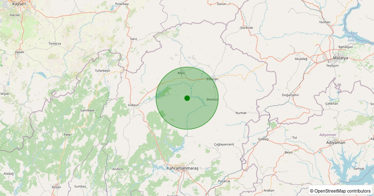 24 Kasım 2025 saat 07:01 - Göksun - Karadut - 1.30ml depreminin harita gösterimi