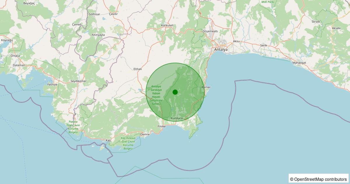 24 Kasım 2025 saat 10:48 - Kumluca - Karacaören Köyü - 1.80ml depreminin harita gösterimi