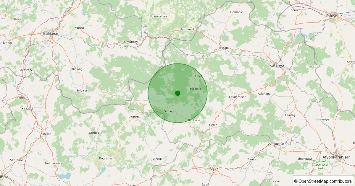 12 Ekim 2025 saat 01:04 - Hisarcık - Güldüren Köyü - 1.40ml depreminin harita gösterimi