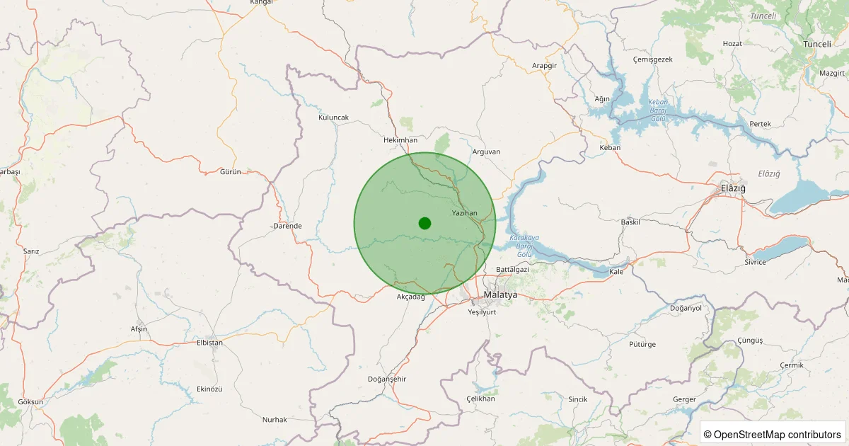 12 Ekim 2025 saat 02:43 - Yazıhan - İriağaç - 1.90ml depreminin harita gösterimi