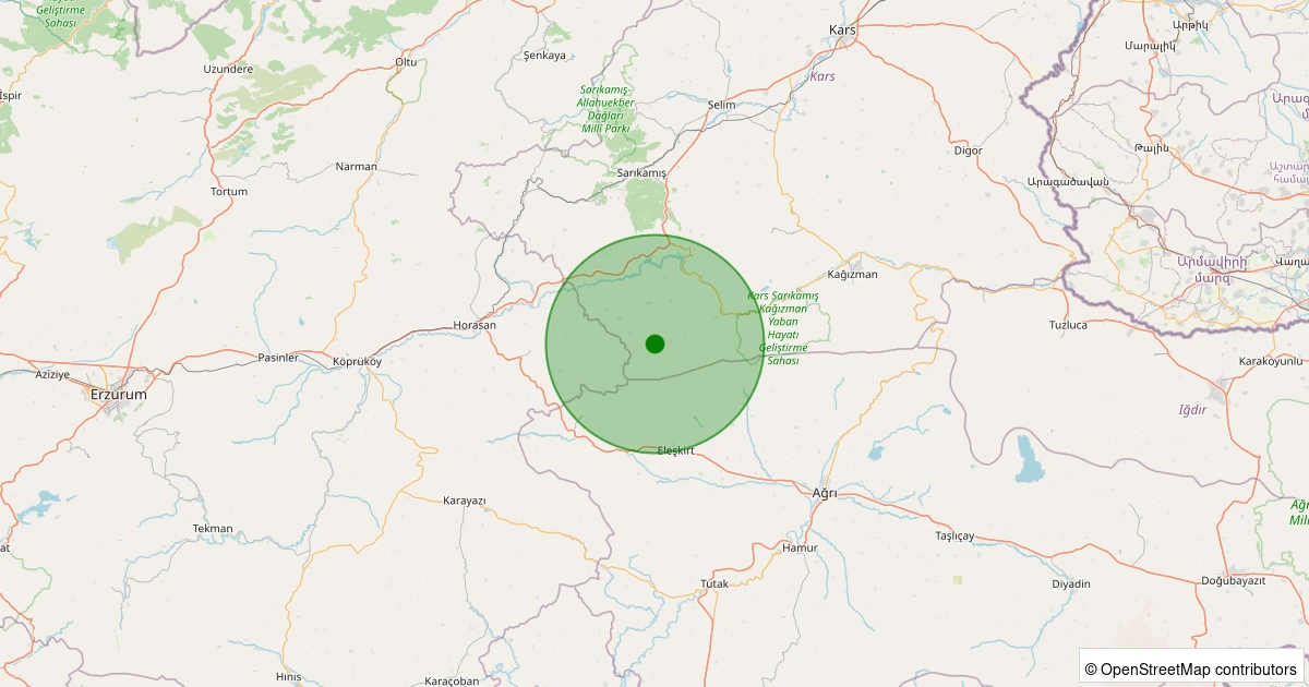 25 Kasım 2025 saat 05:05 - Sarıkamış - Ortakale Köyü - 2.80ml depreminin harita gösterimi