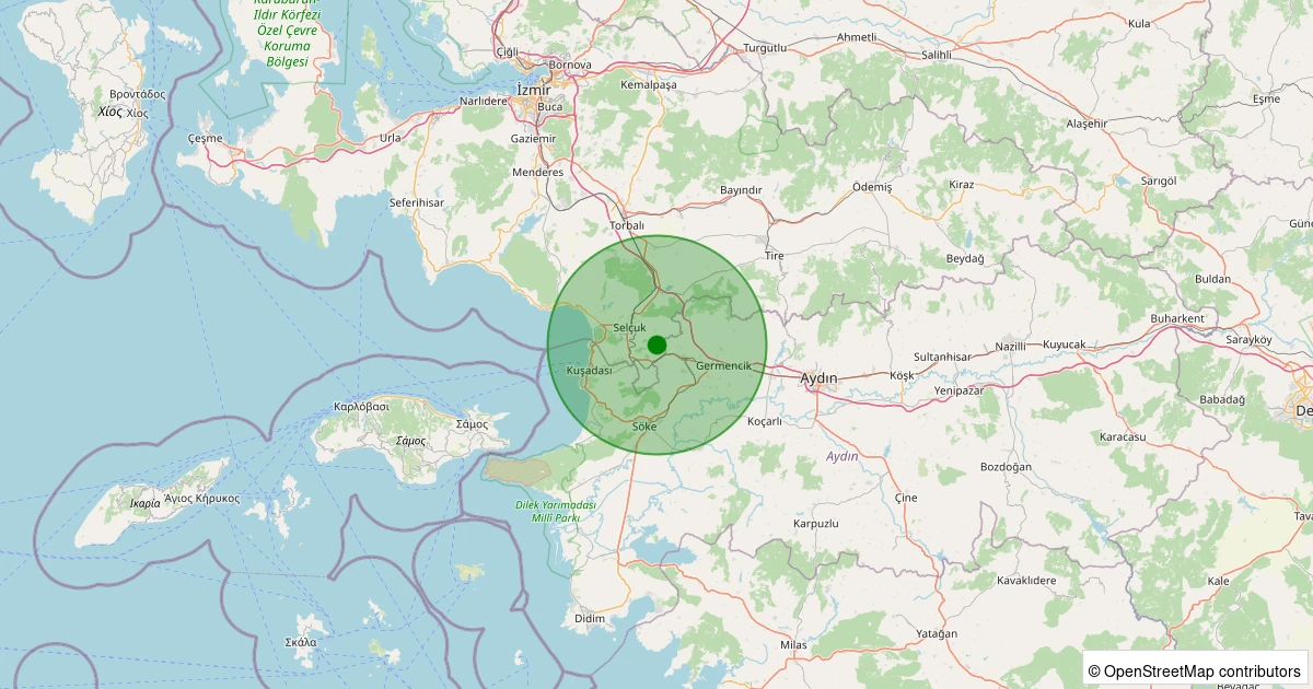 25 Kasım 2025 saat 08:46 - Selçuk - Havutçulu - 1.00ml depreminin harita gösterimi